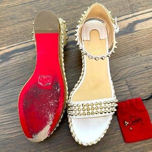 Women's Christian Louboutin Madmonica Spike Wedge Espadrille Sandals